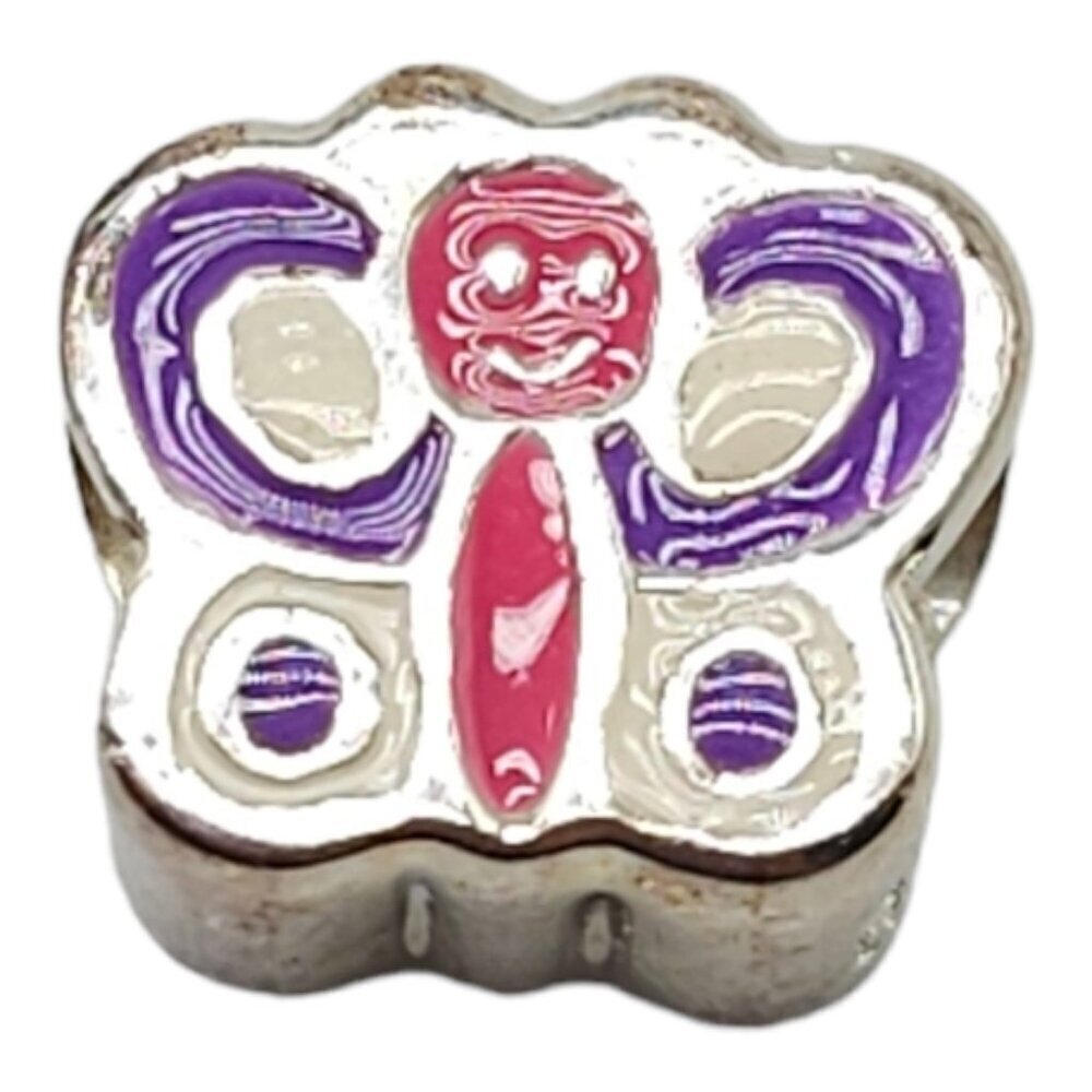 Solvar Sterling Silver Purple Enamel Butterfly Slide Charm Kids New Old Stock